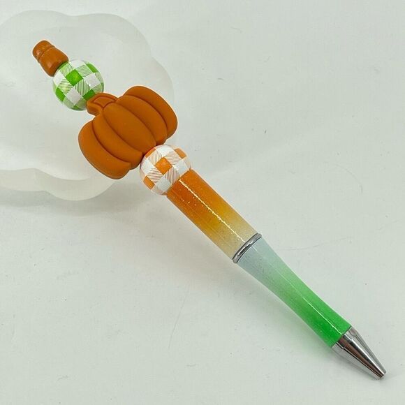 Pumpkin fall autumn pen handmade NEW sweater weather green white orange - Picture 3 of 6